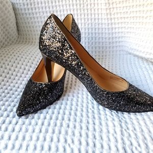 Cole Haan Black and Silver sequined 3" pumps